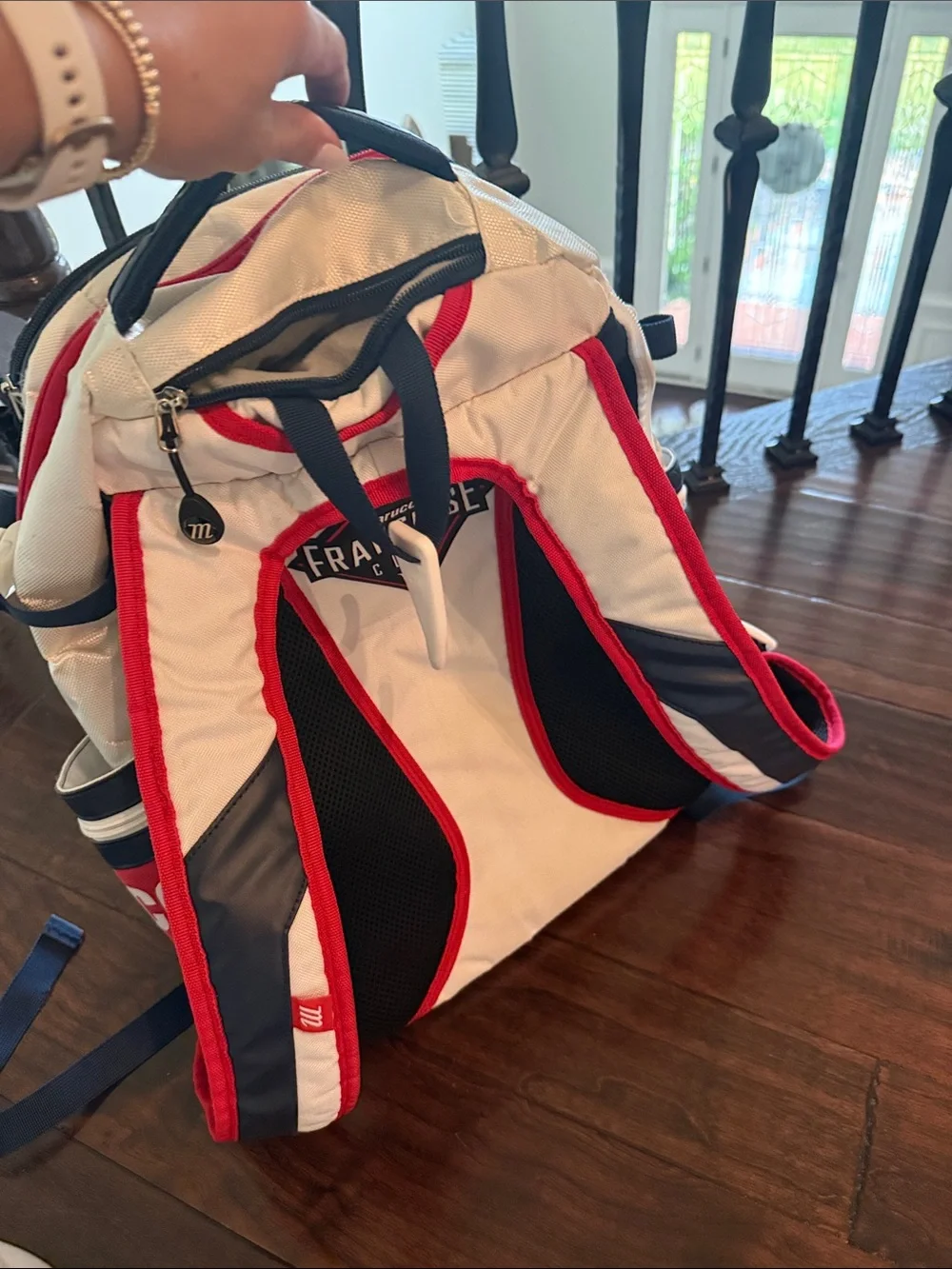 Marucci: White, Navy & Red Stars baseball Backpack